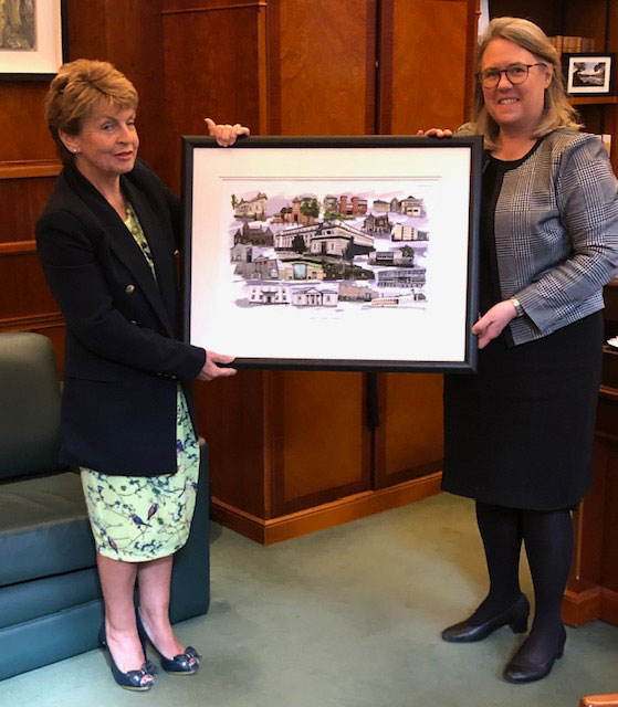 Maria Hanna presents the Lady Chief Justice with the first print from the edition